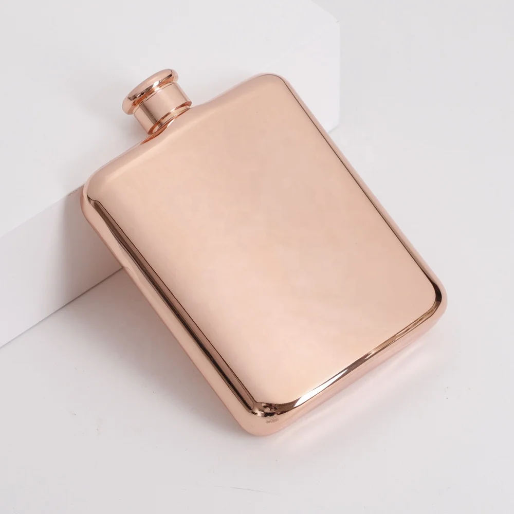 Stainless Steel Hip Flask 7oz Square copper plating  Hip Flask Stainless Steel