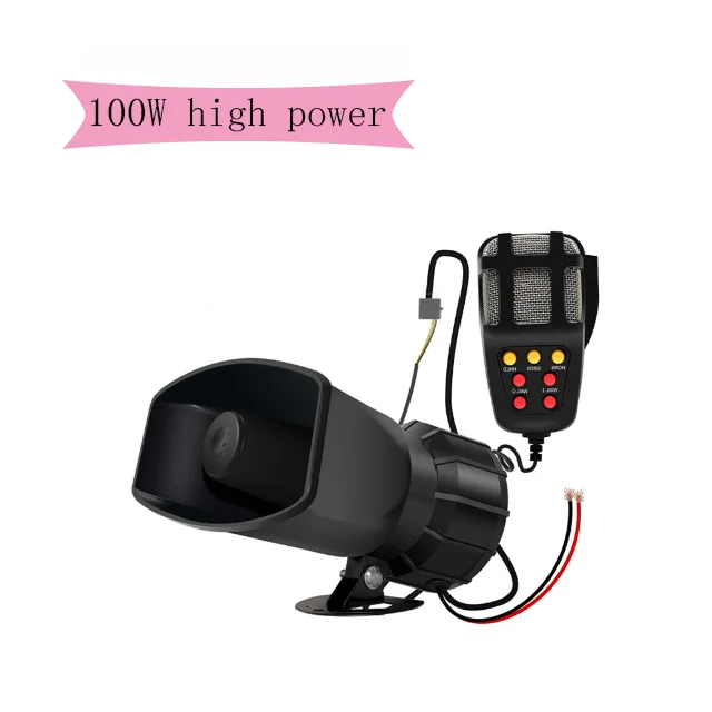 100W 7 Tone motorcycle Car Van Truck Speaker Loud Siren Horn 130db With MIC Loud Horn Siren Firefighter Ambulance siren speaker