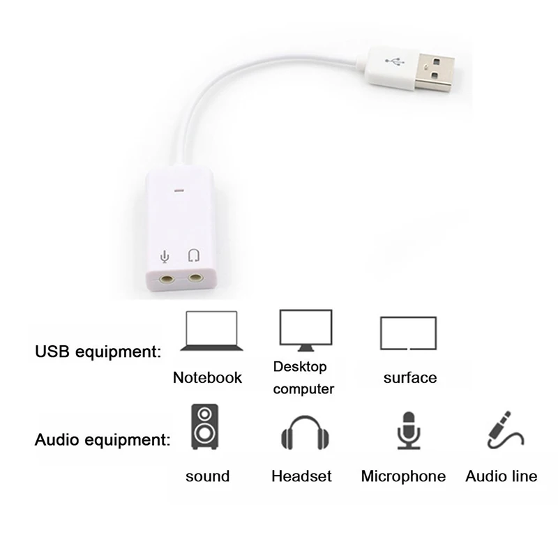 USB Sound Card Virtual 7.1 3D External USB Audio Adapter USB to Jack 3.5mm Earphone Mic phone Sound Card for Laptop Notebook PC