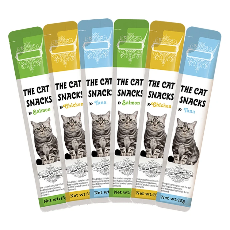 Factory Wholesale OEM Fresh Nutritious Cat food Wet Food Chicken Salmon Tuna flavors  Delicate Meat Cat Snacks15g