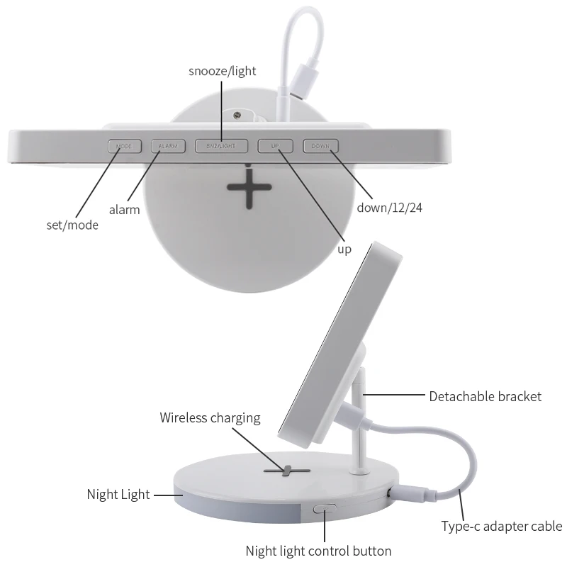 Multifunction Digital Alarm Usb With Wireless Charger Clock