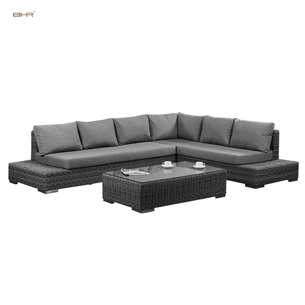 BHR 2022 new product outdoor garden sets corner rattan sofa set rattan furniture garden