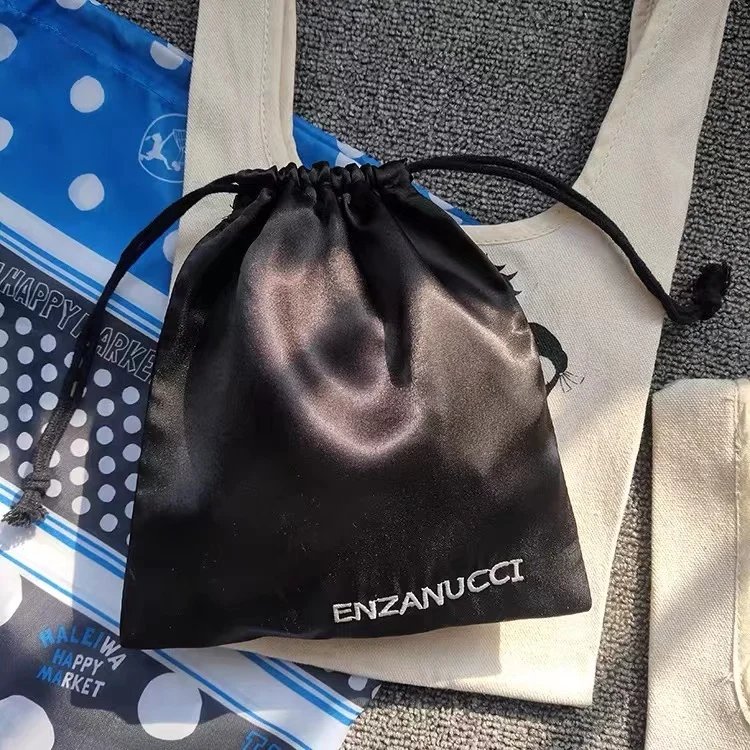 Jewellery Satin Pouch Packaging Gift Pouches Manufacturer Custom Logo Soft Wig Underwear Drawstring Small Silk Satin Dust Bags