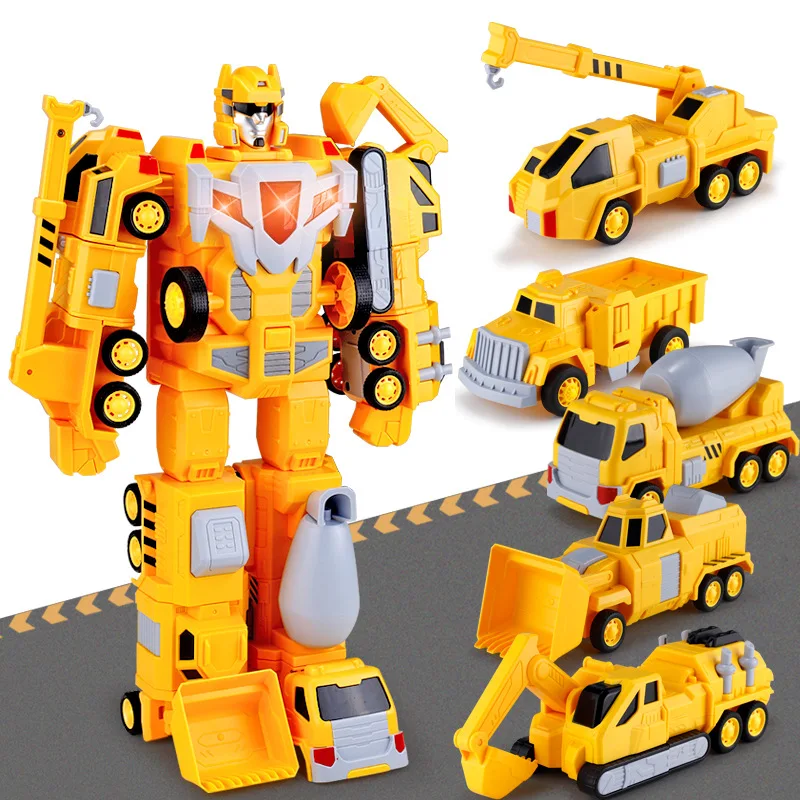 5 in 1 Assembly Deformation light and sound Car Magnetic Robot Toy