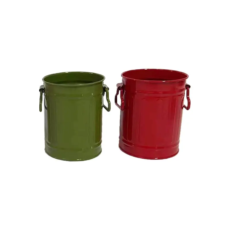 Factory Wholesale Galvanized Metal Desktop Storage Bucket Pen container Table Office Make up Containers Cute