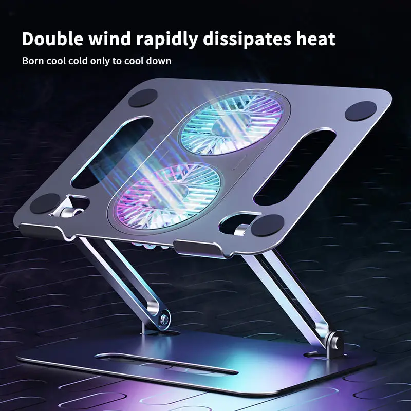 9-15 Inch Foldable Computer Stand Anti-Slip Portable Aluminum Laptop Holder With Cooling Fan Adjustable Ergonomic Laptop Stand