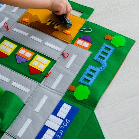 Felt car play mat Kids felt play scenes road felt play mat