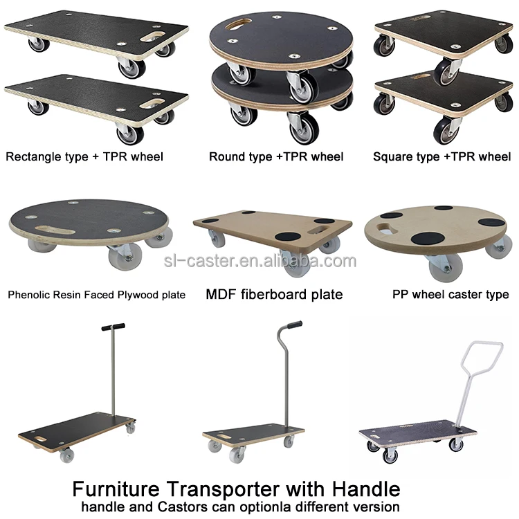 440lbs furniture mover with strengthen steel plate transport mental trolley with three-wheel swivel castor Plate Dolly