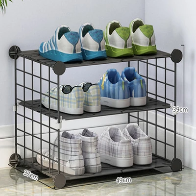 Mesh simple metal wire  rental shoe cabinet DIY plastic rack