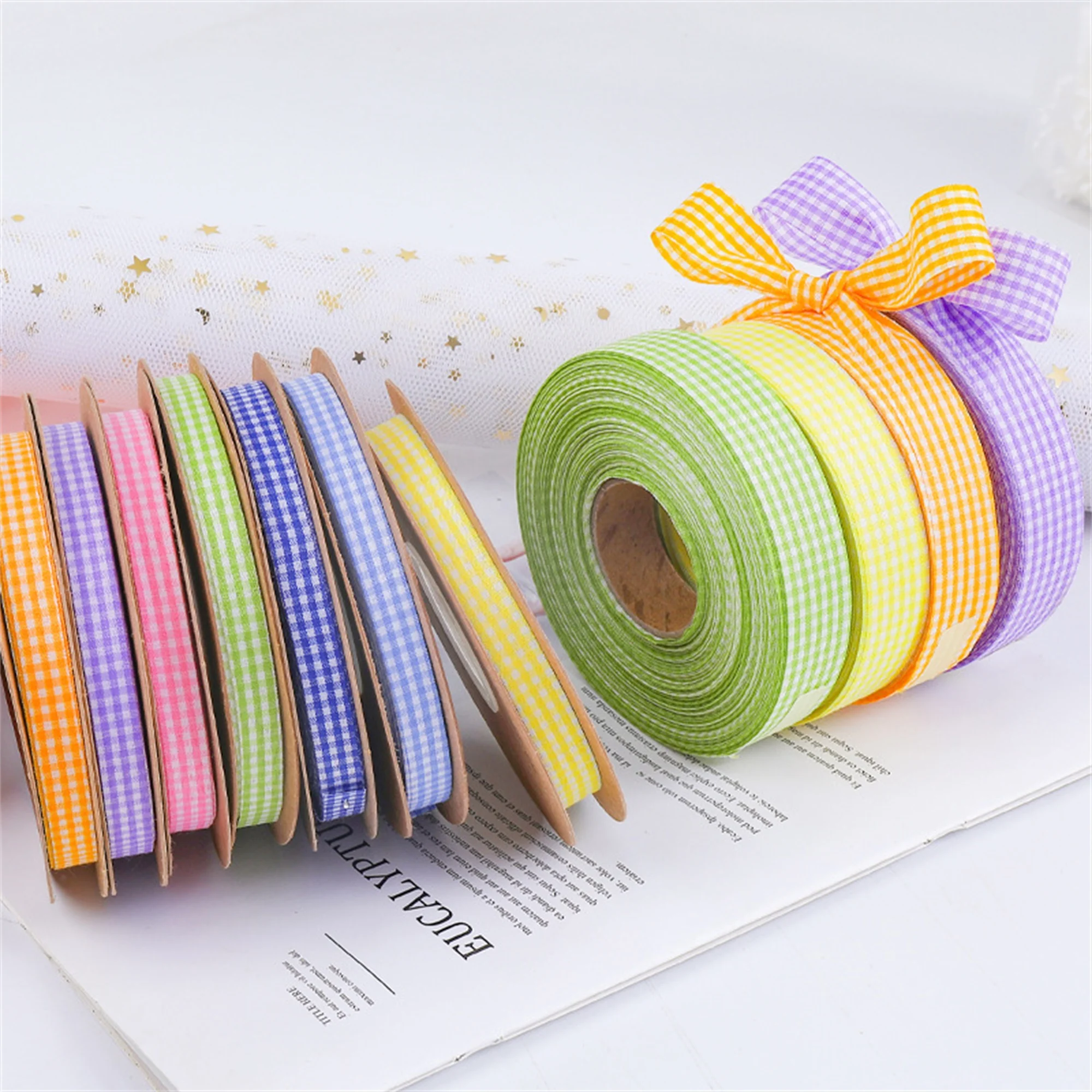 Plaid Ribbon Baking Cake Packaging Flower Ribbon Bouquet Tie Decoration Christmas Plaid webbing packaging ribbons