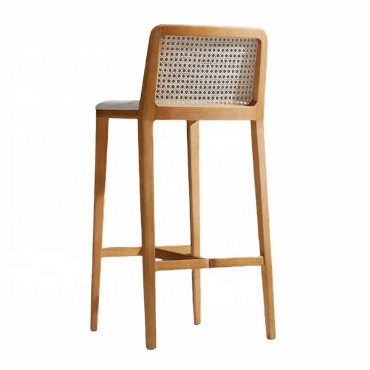 
Factory hot sale Commercial Furniture Wooden Seat And Cane Counter Stool wooden bar chair  (1600139560375)