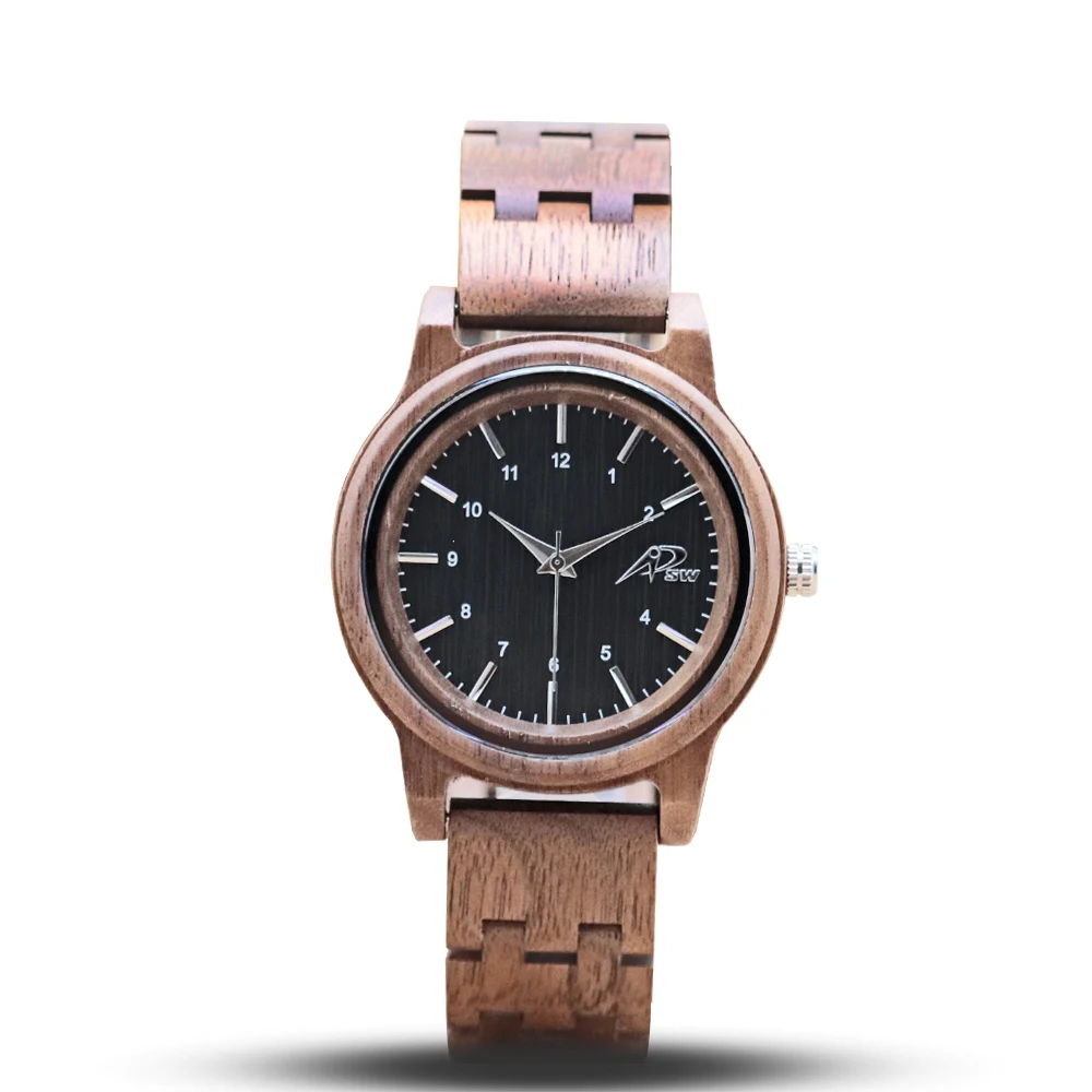 Hot Selling Natural Wooden Quartz Watches Women Online Girls Stylish Quality Walnut Wood Watch Wrist