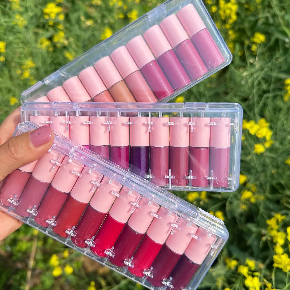 Custom logo wholesale lipstick vendor Vegan Natural Matte Nude lip gloss 10pcs lipgloss bundle set