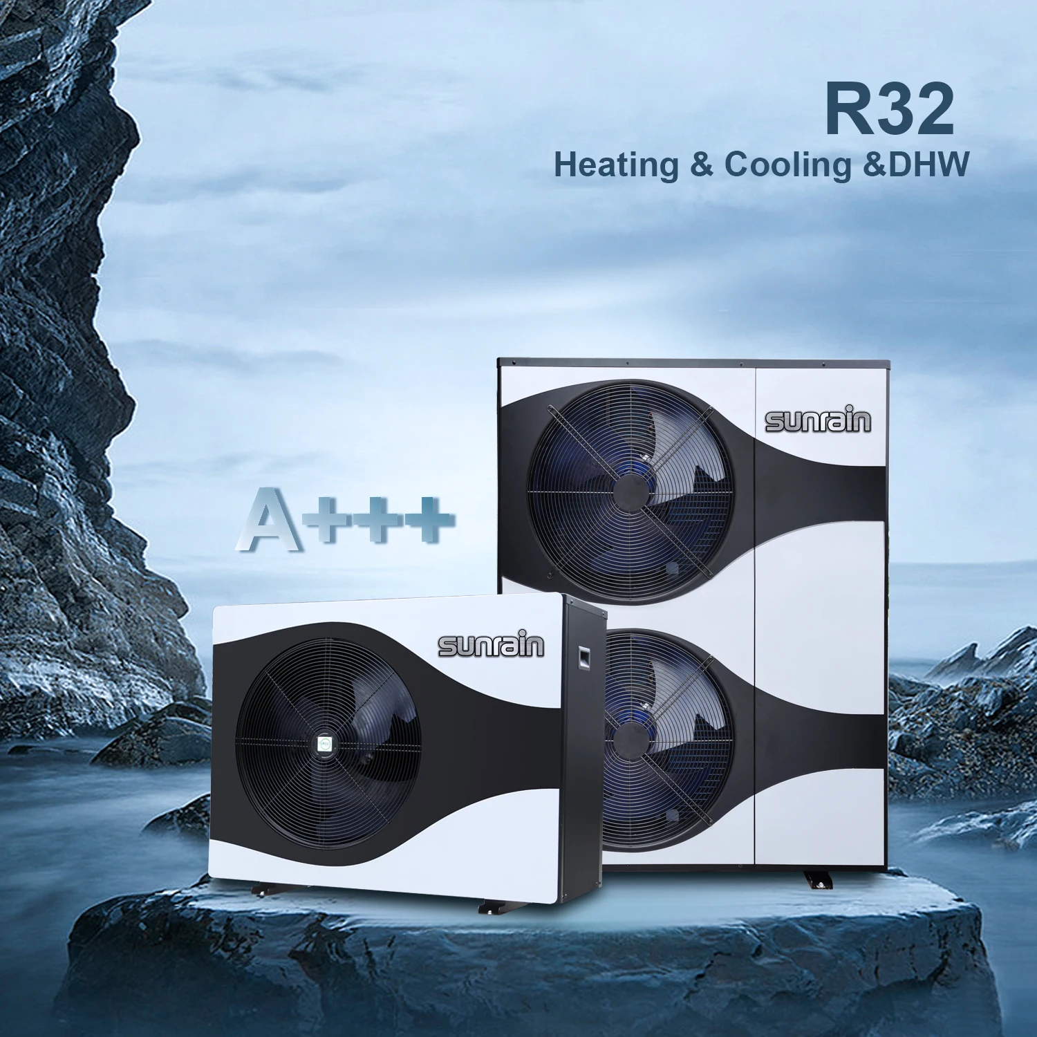 Sunrain Efficient DC inverter Solar Heat pump 18kW 24kW R32 Poland Pompa Ciepla Inverter Air to Water Heat Pump Monoblock