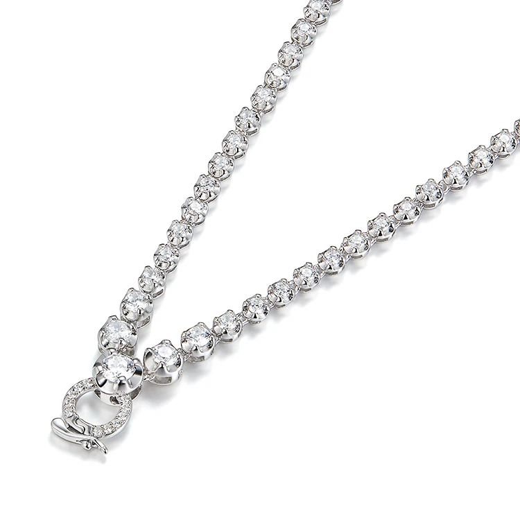 925 Silver 5A CZ Cubic Zirconia Chain Jewelry Custom Wedding Tennis Chain Necklaces