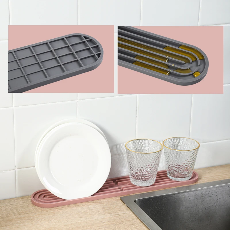 Kitchen silicone drain mat wash sink faucet anti-splash mat multi-functional sink drain table drain mat