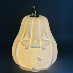 Lowest price Halloween white ceramic spider decor pumpkin LED