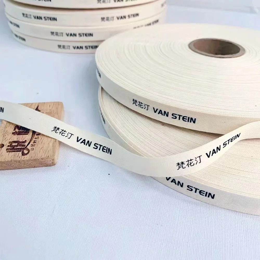 Custom 100% Cotton tape thank you logo Sustainable Gift Wrapping Strap Organic Cotton Ribbon Christmas gift tape