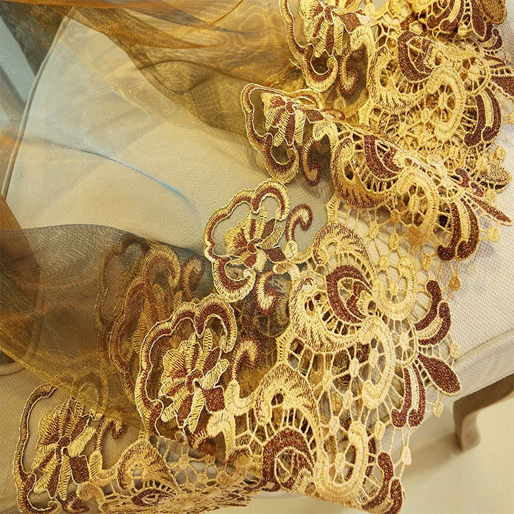 Factory Price European Valance Set Blackout Cortinas Embroidery Fabric Living Room Home Window Curtain