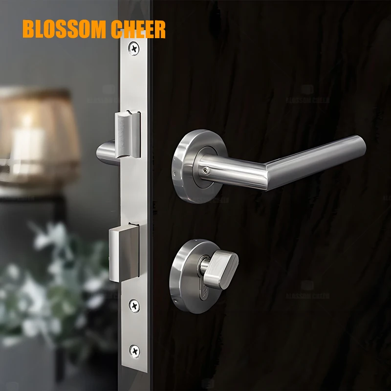 Door Lever Lock Mortise Cylinder Handle Wooden Set Room Modern Latch Key Interior Front Top Grade 304 Stainless Steel