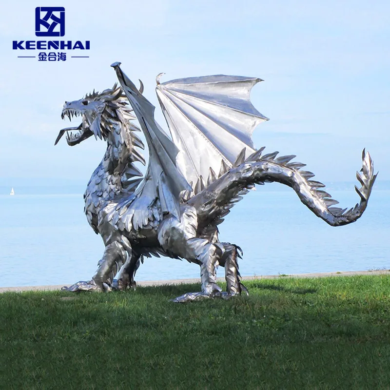 Keenhai Outdoor Garden Modern Stainless Steel Dragon Sculpture