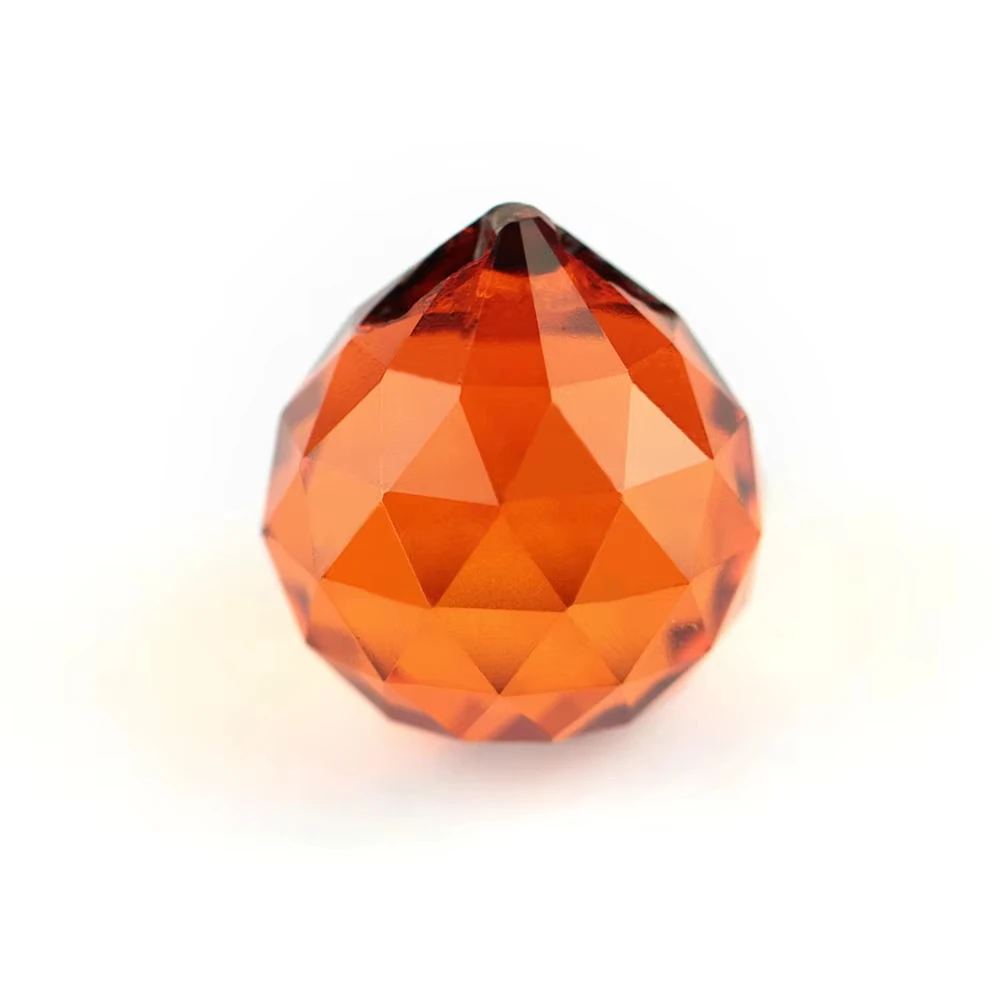 Honor of crystal 15mm Orange Red Crystal Prism Exquisite Crystal Chandelier Decoration Parts Home Shining Lamp Glass Faceted Bal