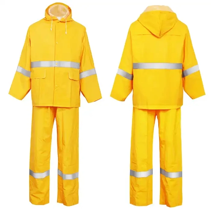 Heavy Duty Safety PVC Rain Suit Waterproofing Yellow Raincoat Outdoor Rain Jacket Pants