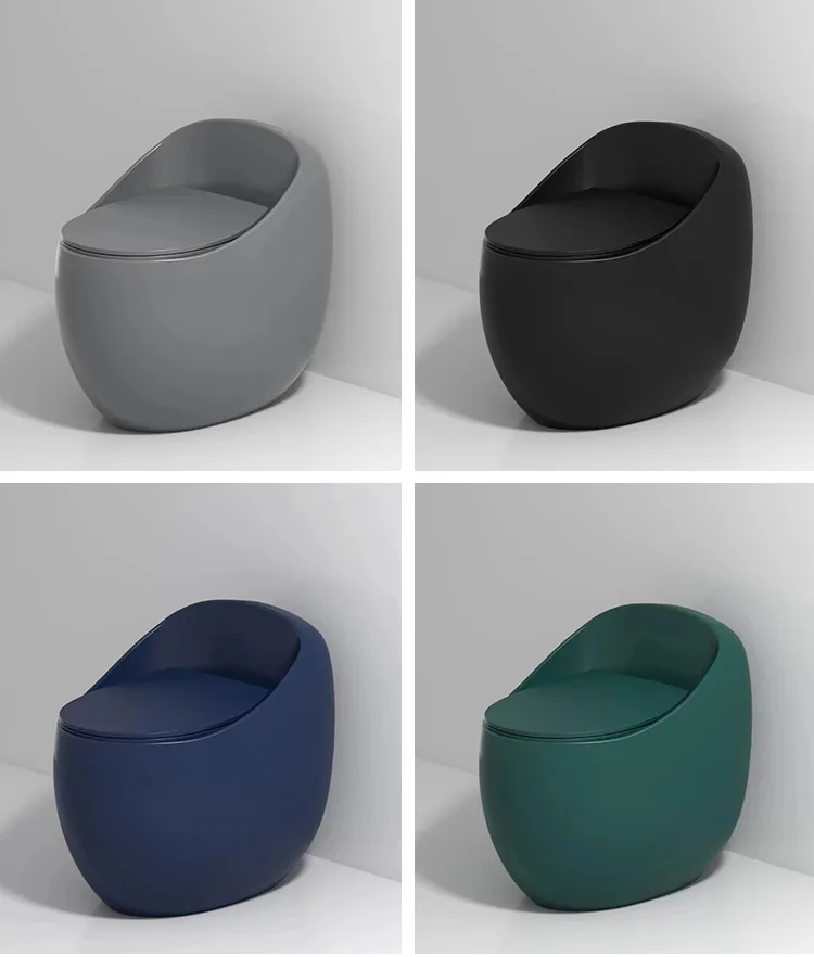Blue color egg-shaped luxury ceramic wall row type small toilet bowl hotel bathroom