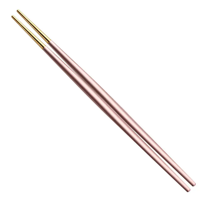 5Pairs Gold Round Chopsticks Stainless Steel Chopsticks Restaurant Home Hotel Sushi Noodles Reusable Chopsticks Tableware Set