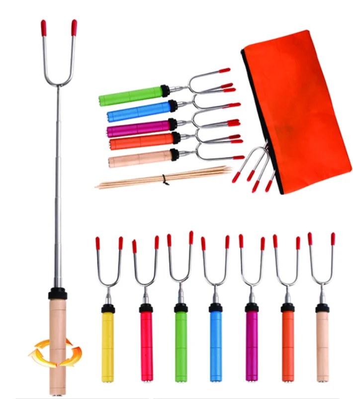 Wholesale Products Wooden Spinning Barbecue Fork Kitchen Bbq Grill Handles Meat Fork