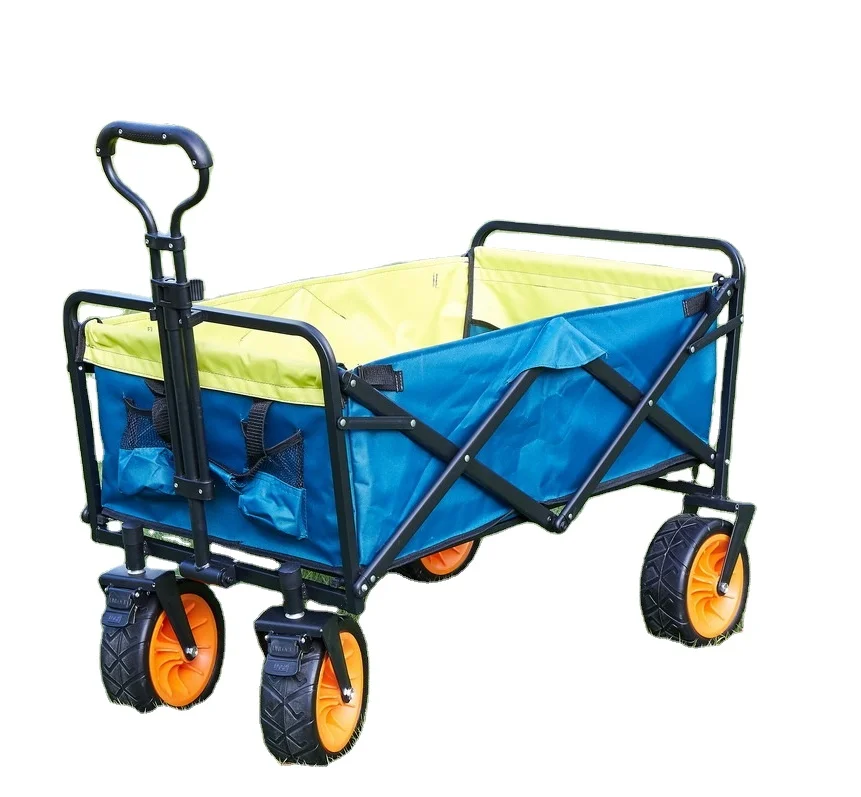 Outdoor Relax Steel Customized Portable Fold Beach Camping Wagon Folding Chair Cart Trolley