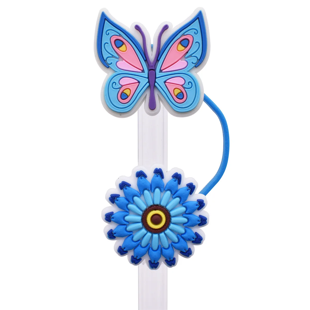 8MM Butterfly Flower Straw Cover Glass Cap Pearl Milk Tea Protective Cover Straw Cup Accessories Universal Dustproof Straw Cap