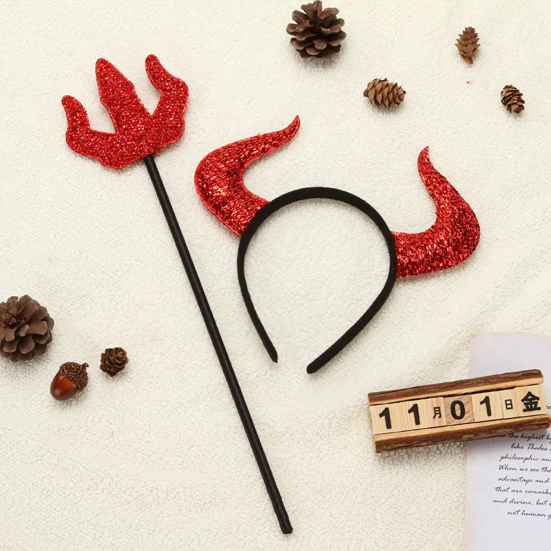 Halloween Weapon Headband Fork Ghost Festival Decorations Headband Head Buckle Devil Horns Role Play Party