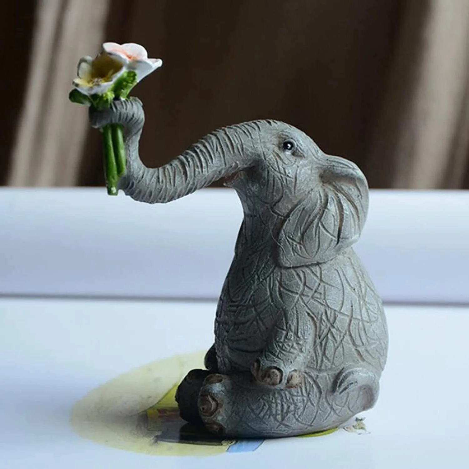 FREE SAMPLE  Elephant Figurine Resin Sculpture Home Decor Fairy Garden Home Table Decor Garden Statue Crafts