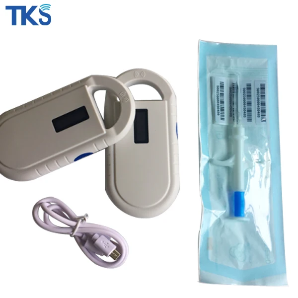 FDX-B 134.2khz 1.25*7MM bio-glass RFID fish microchip with injection syringe