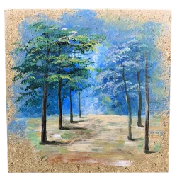 Картина маслом в виде цветка в вазе 25x25 см ручная роспись на каменных плитах