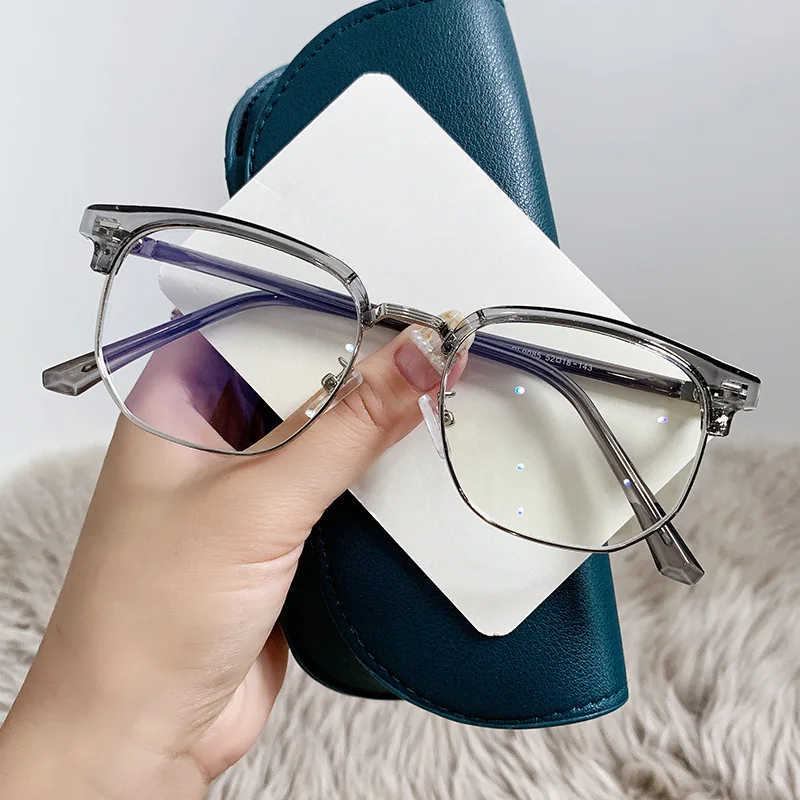 TR90 black eyebrow irregular square black silver monturas opticas 2023 blue light blocking 2024 men eyeglasses frames for women