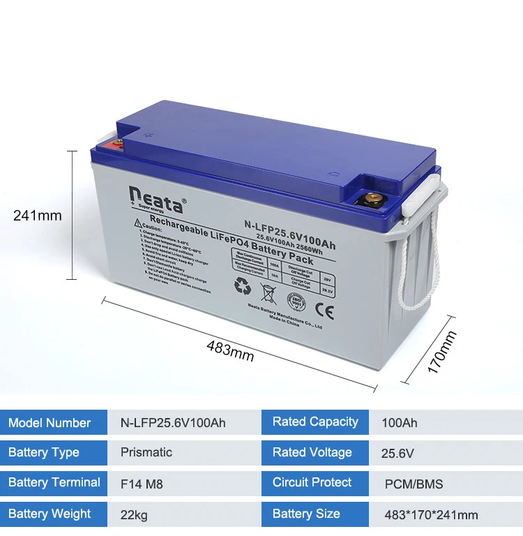Neata перезаряжаемая Солнечная система генератор навигационная LiFePO4 25V 100Ah литий-ионный аккумулятор