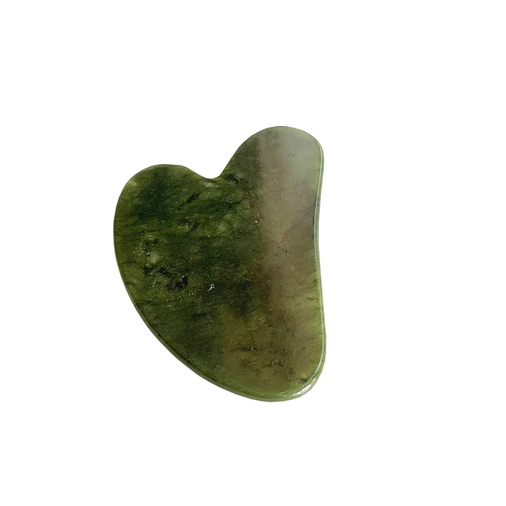 Wholesale face product facial massage guasha heart shape natural xiuyan jade stone