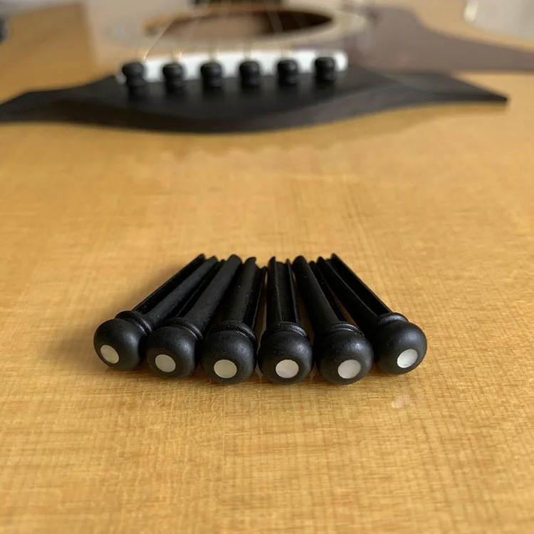 Wholesale Acoustic guitar parts Black ebony 6pcs acoustic guitar bridge pin bridge pins Cone