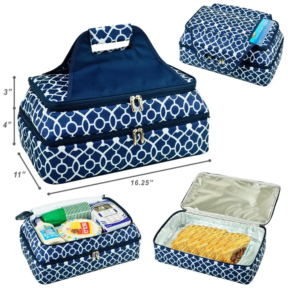 Chiterion Wholesale Double Layer Pie Cake Carrier Bags Insulated Thermal Food Carriers for Slow Cookers Casserole Dishes Pizza
