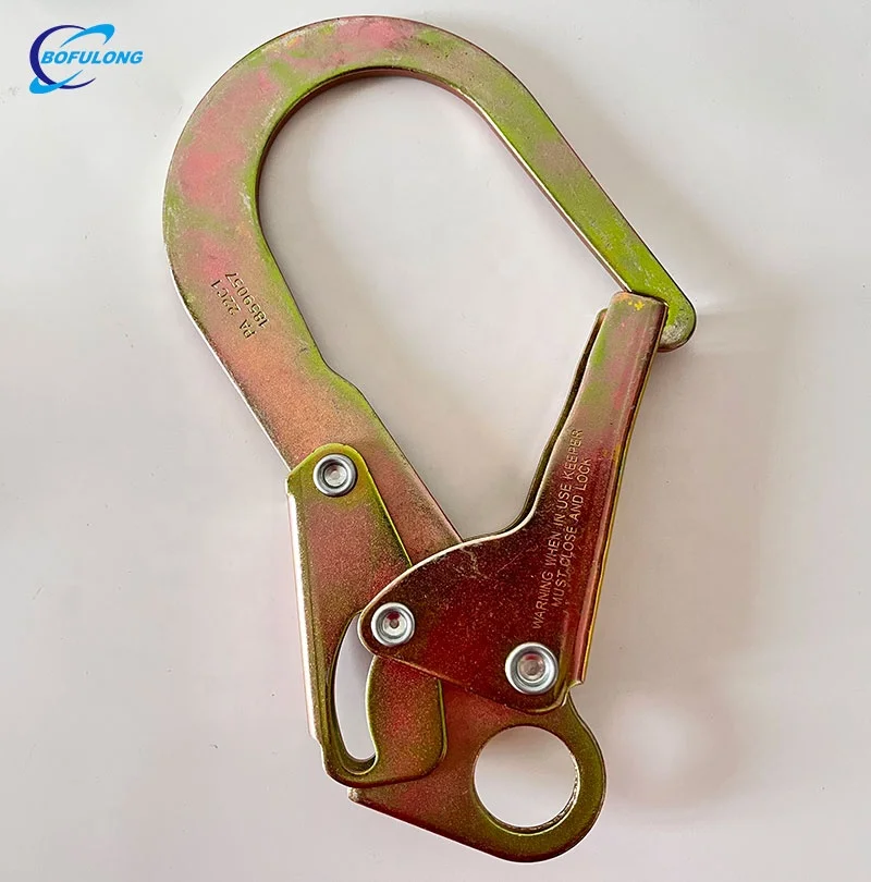 Double Locking Rebar Hook 23kn Carabiner Factory Heavy Duty Self-Locking Steel Carabiner Climbing Crabiner Hook