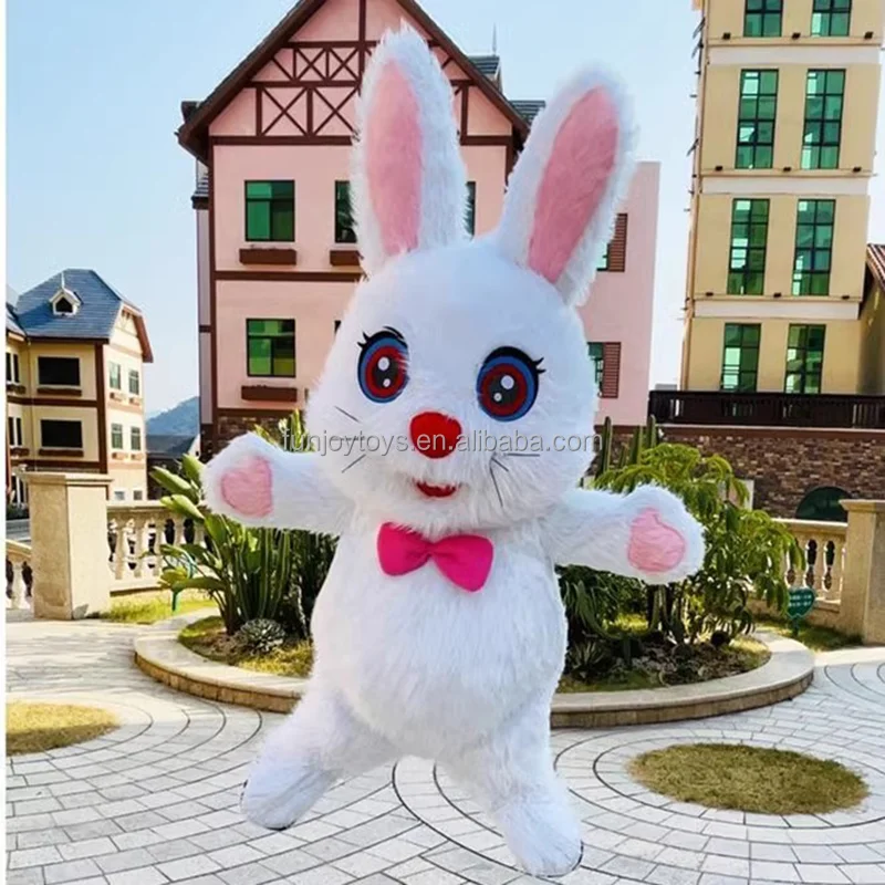 Inflatable Rabbit Mascot Costume Adult Easter Bunny Hare Cosplay Kits Entertainment Carnival Full Body Suit