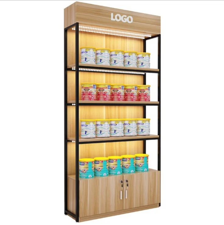 Supermarket wood shelf gondola Shelf Display Rack heavy duty shelf