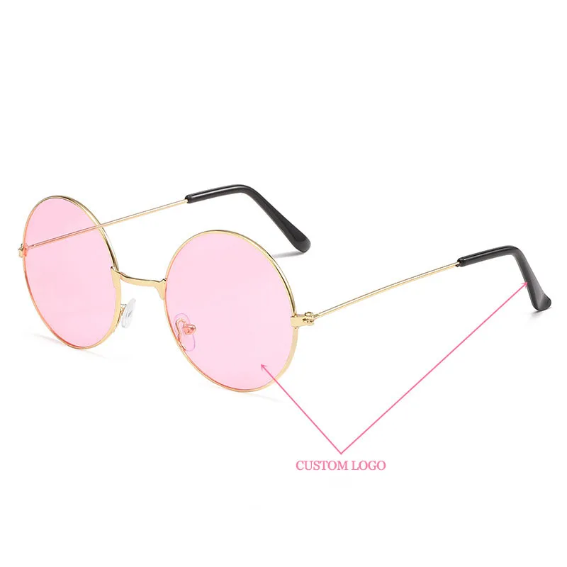 Customized Logo Men Women Sun glasses Ray Round Classic Frame Popular Brand Design Rose Gold Metal Wholesale Luxury Sunglasses