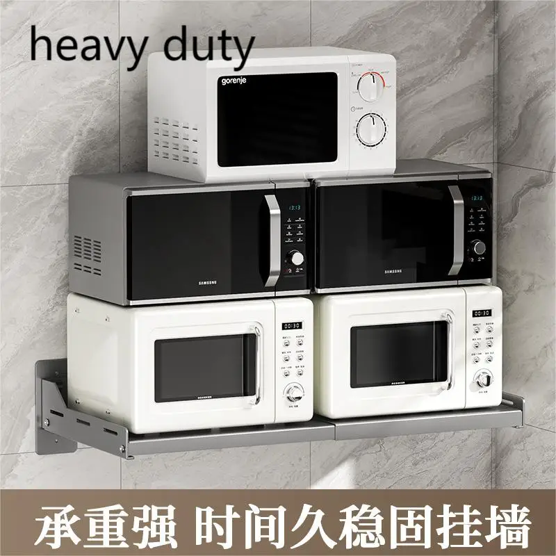 Retractable stainless steel closet storage & organization microwave rack wall mounted oven kitchen storage racks shelving