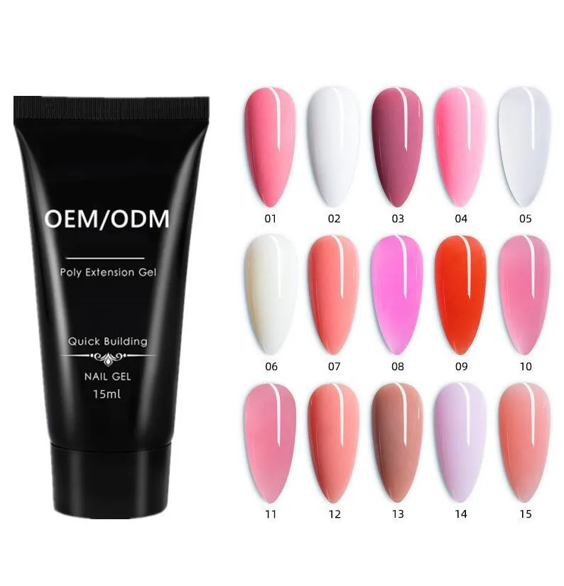 With Your Logo 15Ml Exquisite Nail Extension Acrylic Poly Gel Gift Box Set With Uv Lamp