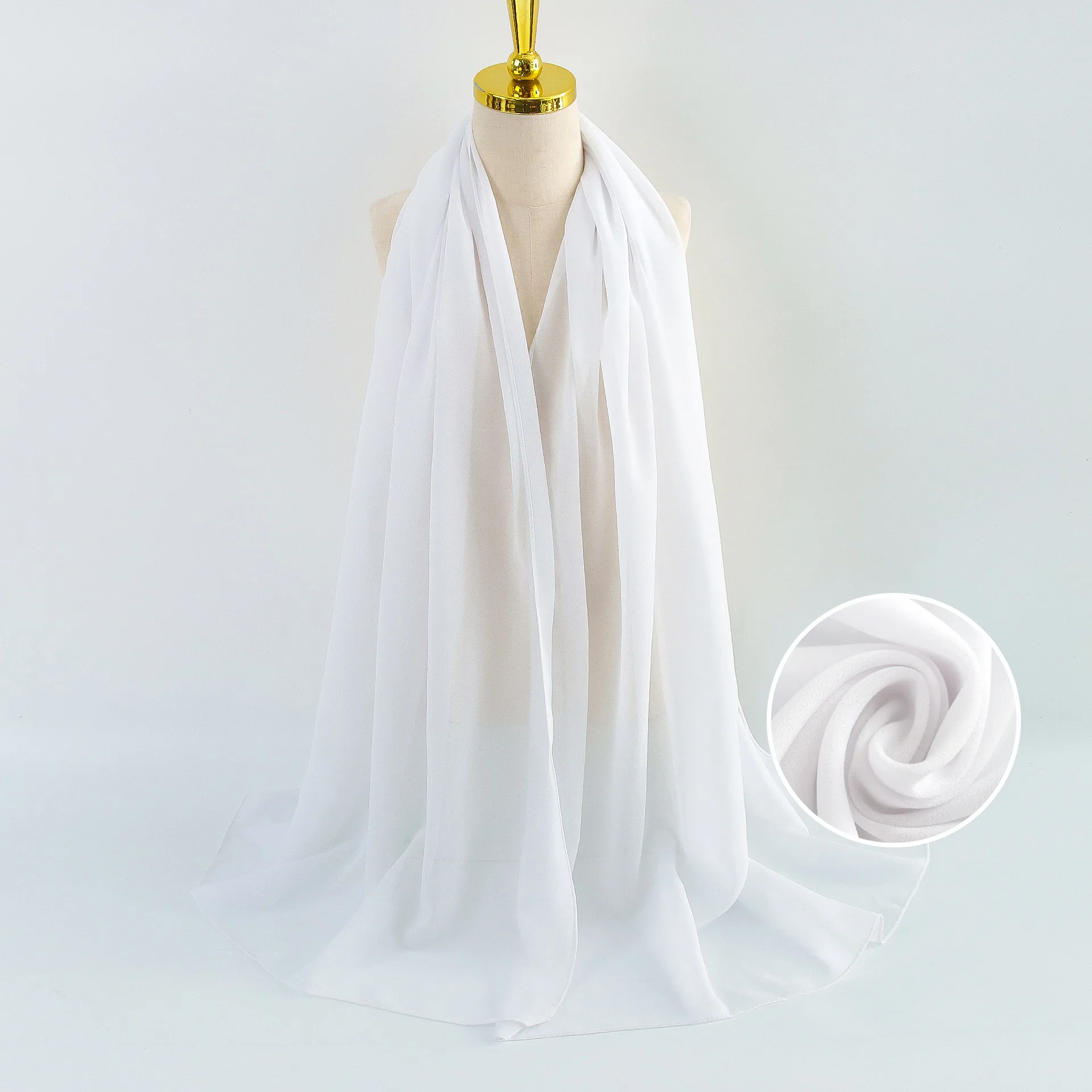 Chiffon Hijab 180*70 Beading  Box Kleid Long Hoofddoek Beads Wedding Magnet Crepe Inner Pins Magnetic Scarf Women Muslim