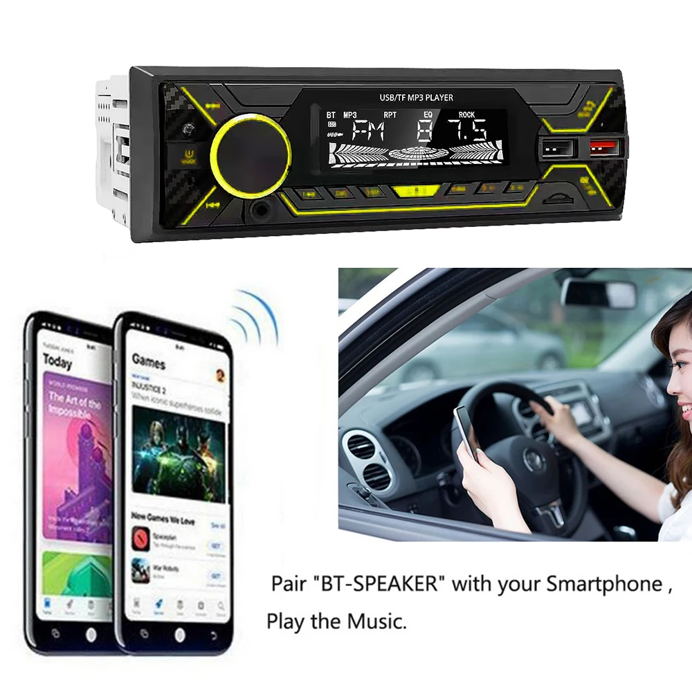 1 Din Car Radio Mp3 Player BT FM Transmitter Autoradio Wireless 2USB SD AUX LCD ISO Handsfree 12V Car Stereo Audio Mp3 Player