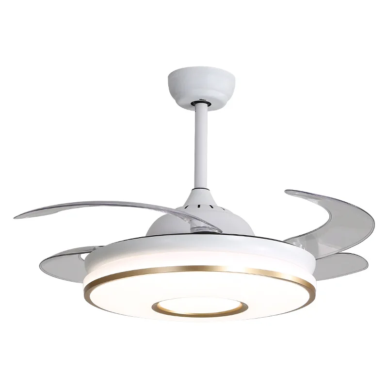 Factory Recommended Retractable Ceiling Fan with Light and Speaker 36w 42 Inch LED  Fan Chandelier with Remote